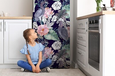 Kühlschrank matte Vögel in blumen