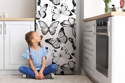 Kühlschrank matte Schwarz-weiß-schmetterling