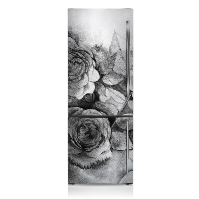 Magnet auf kühlschrank folie dekoration Schwarz-weiß-rosen