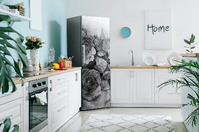 Magnet auf kühlschrank folie dekoration Schwarz-weiß-rosen