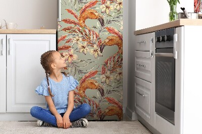 Kühlschrank aufkleber Flamingos retro-stil