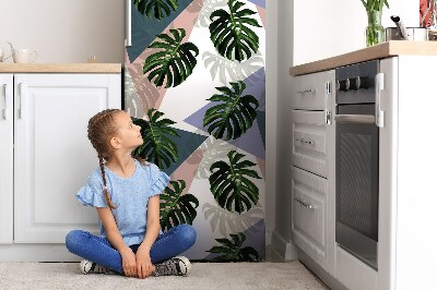 Magnet auf kühlschrank folie dekoration Belaubtes monstera-motiv