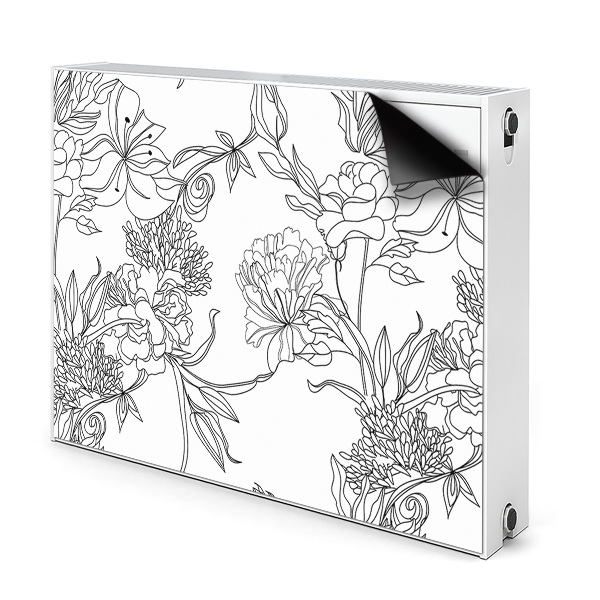 Magnet Heizkörperverkleidung Schwarze und weiße blumen