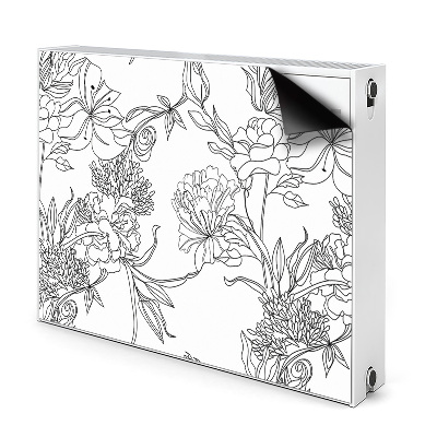 Magnet Heizkörperverkleidung Schwarze und weiße blumen