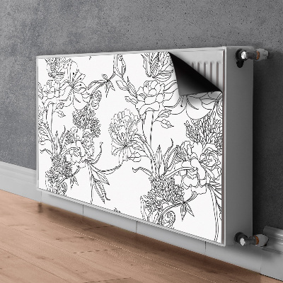 Magnet Heizkörperverkleidung Schwarze und weiße blumen