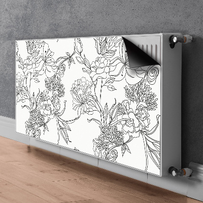 Magnet Heizkörperverkleidung Schwarze und weiße blumen