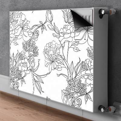 Magnet Heizkörperverkleidung Schwarze und weiße blumen