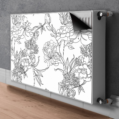 Magnet Heizkörperverkleidung Schwarze und weiße blumen
