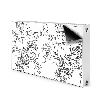 Magnet Heizkörperverkleidung Schwarze und weiße blumen