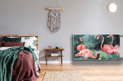 Dekorative Heizkörperabdeckung Lackierte flamingos