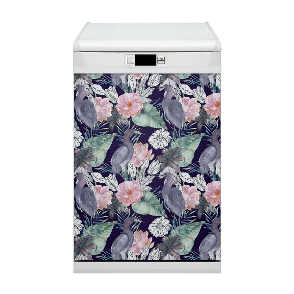 Dekorativer Magnet für eine Spülmaschine Vögel in Blumen