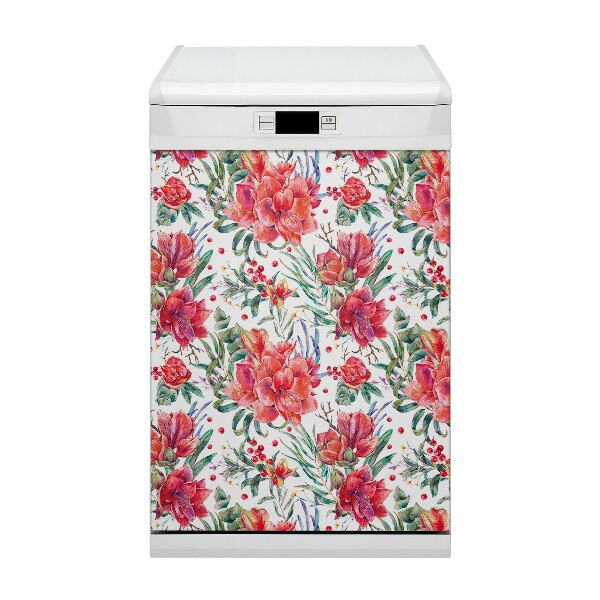 Dekorativer Magnet für eine Spülmaschine rote Blumen
