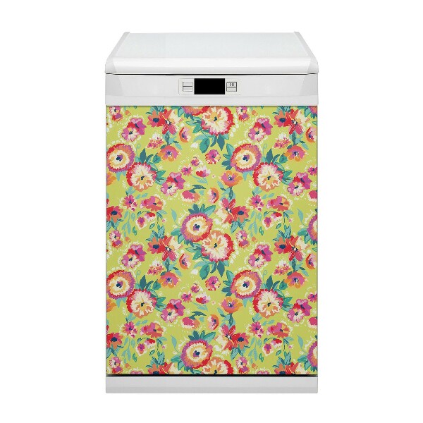 Dekorativer Magnet für eine Spülmaschine Farbenfrohe Blumen