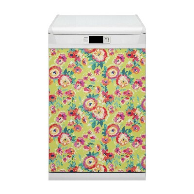 Dekorativer Magnet für eine Spülmaschine Farbenfrohe Blumen