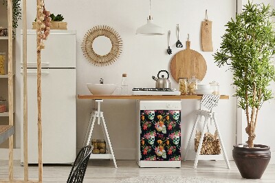 Geschirrspüler-Magnet Schädel und Blumen