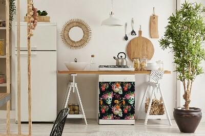 Geschirrspüler-Magnet Schädel und Blumen