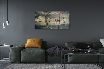 Acrylglasbilder Rock wolken tochter baum vögel