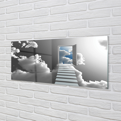 Acrylglasbilder Treppen wolken tür