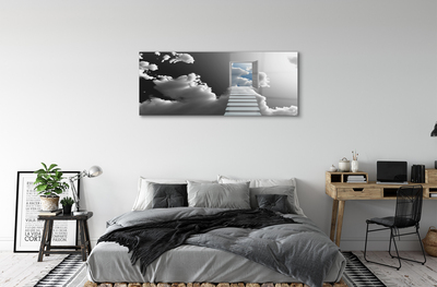 Acrylglasbilder Treppen wolken tür