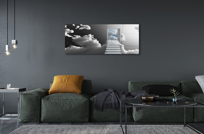 Acrylglasbilder Treppen wolken tür