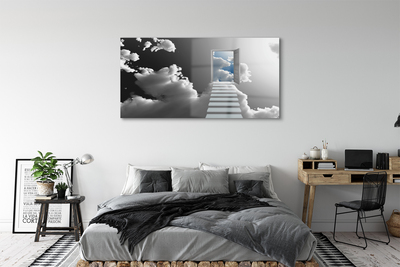 Acrylglasbilder Treppen wolken tür
