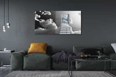 Acrylglasbilder Treppen wolken tür