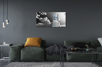 Acrylglasbilder Treppen wolken tür