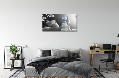 Acrylglasbilder Treppen wolken tür