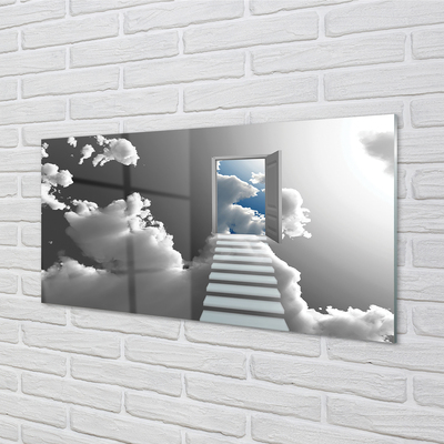 Acrylglasbilder Treppen wolken tür