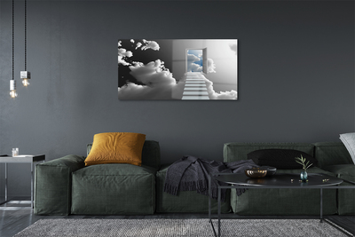 Acrylglasbilder Treppen wolken tür