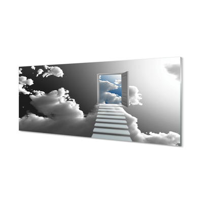 Acrylglasbilder Treppen wolken tür
