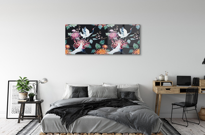 Acrylglasbilder Vögel mit blumen