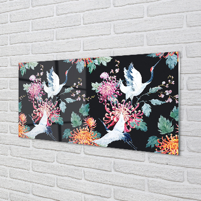 Acrylglasbilder Vögel mit blumen