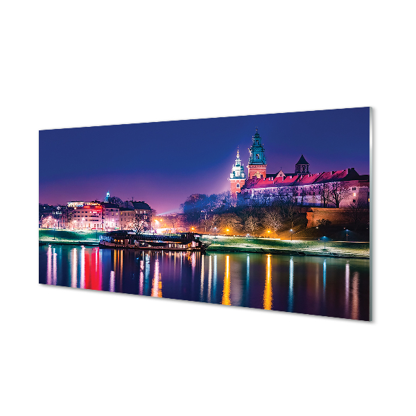 Acrylglasbilder Krakow river city nacht