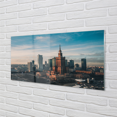 Acrylglasbilder Panorama des sonnenaufgangs wolkenkratzer in warschau