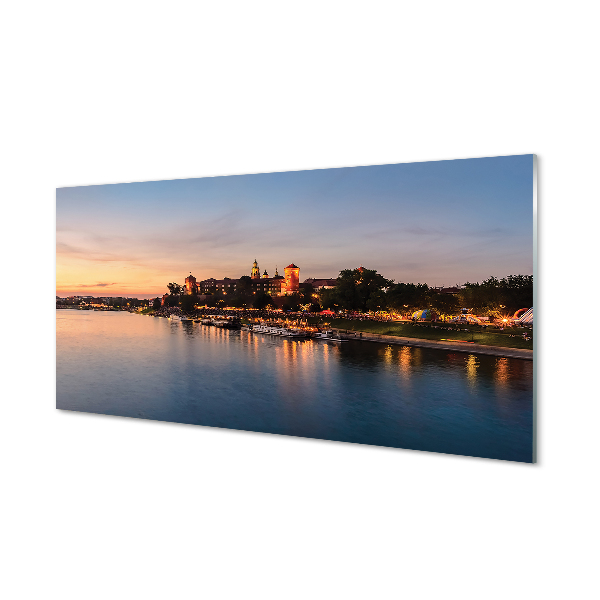 Acrylglasbilder Krakow sunset river lock