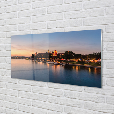Acrylglasbilder Krakow sunset river lock