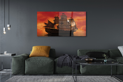 Acrylglasbilder Der himmel orange meer schiff
