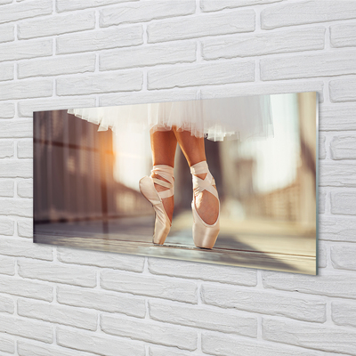 Acrylglasbilder Weißen ballettschuhe der frau, die beine