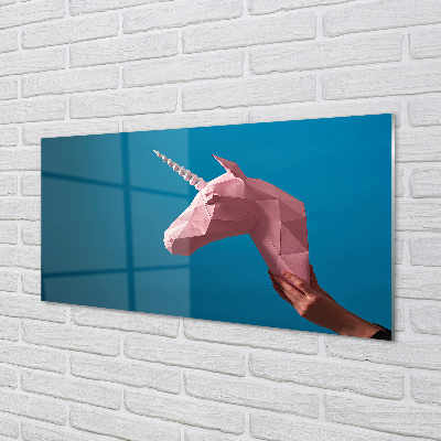 Acrylglasbilder Origami einhorn rosa
