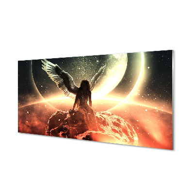 Acrylglasbilder Frauen mond meteorit flügel
