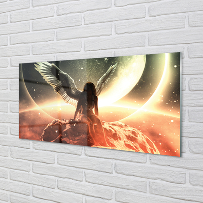 Acrylglasbilder Frauen mond meteorit flügel