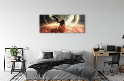 Acrylglasbilder Frauen mond meteorit flügel