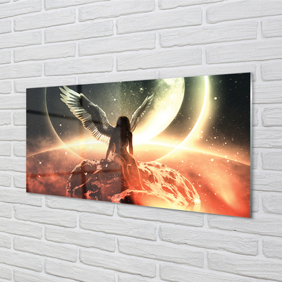 Acrylglasbilder Frauen mond meteorit flügel