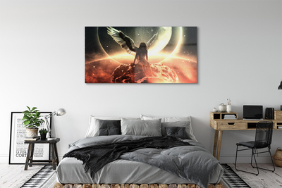 Acrylglasbilder Frauen mond meteorit flügel