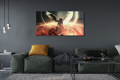Acrylglasbilder Frauen mond meteorit flügel