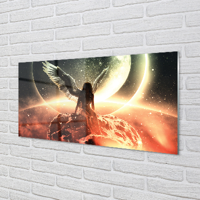 Acrylglasbilder Frauen mond meteorit flügel