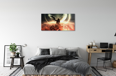 Acrylglasbilder Frauen mond meteorit flügel