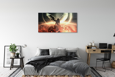 Acrylglasbilder Frauen mond meteorit flügel