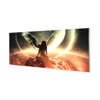 Acrylglasbilder Frauen mond meteorit flügel